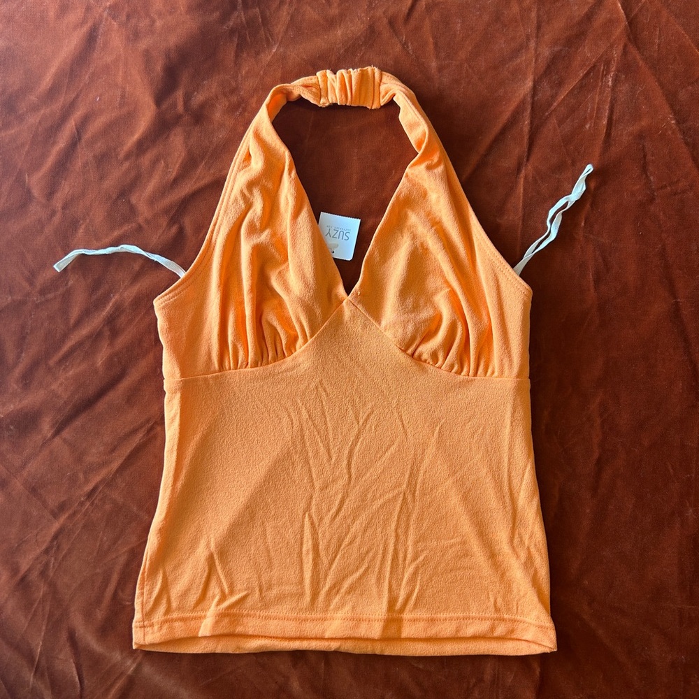 Deadstock Vintage Y2K Orange Halter Top